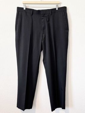 Haggar Tailored Fit Travel Performance Dress Pants Black Business‎ Office Work